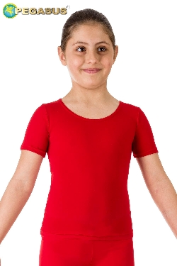 MAGLIETTA DANZA LYCRA MEZZA MANICA ROSSO BAMBINA